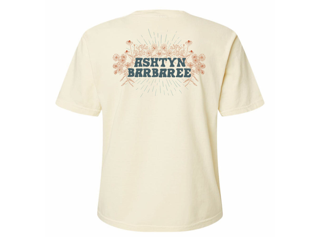 Ivory Boxy Cropped T-Shirt – Teal & Rust