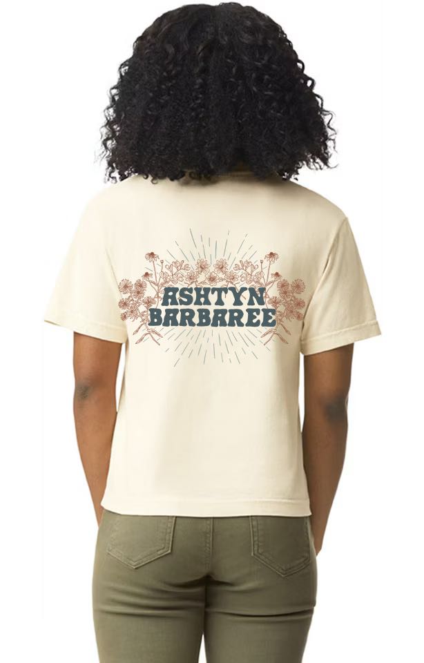 Ivory Boxy Cropped T-Shirt – Teal & Rust